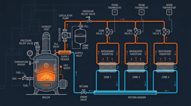 Diagram: Boilers: Types, Components, and Hydronic Heating Systems