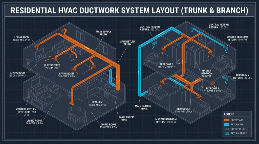 Diagram: Ductwork Design: Manual D and Proper Air Distribution