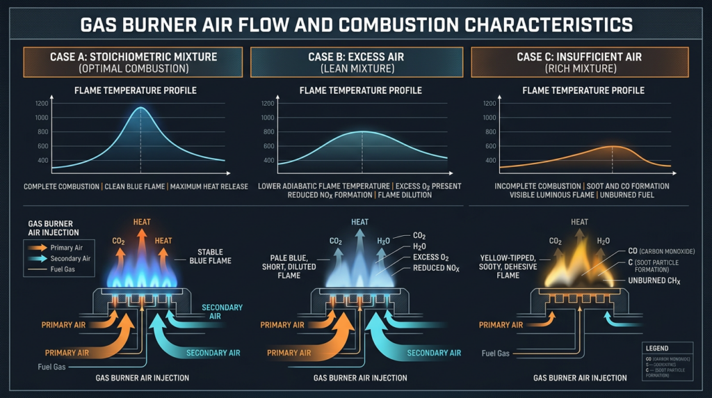 Diagram: Gas Burner Operation: Primary and Secondary Air