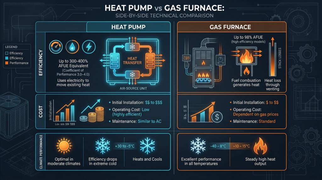 Diagram: Heat Pump vs. Furnace: Climate, Cost, and Efficiency Compared