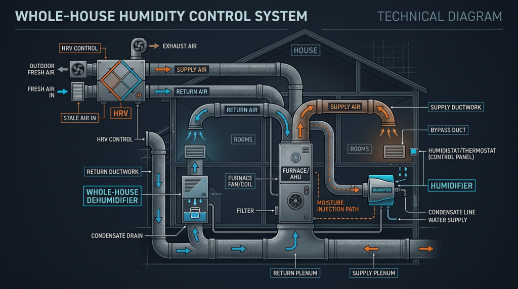 Diagram: Home Humidity Control: Dehumidifiers, Humidifiers, and HRVs