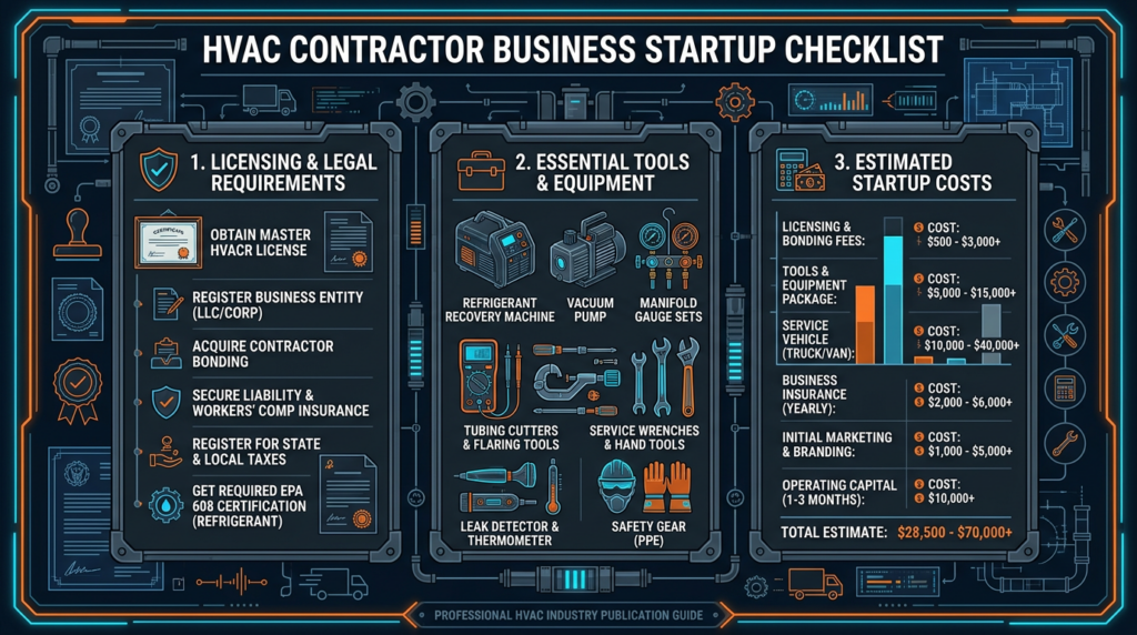 Diagram: HVAC Business Startup: Licensing, Insurance, and Equipment