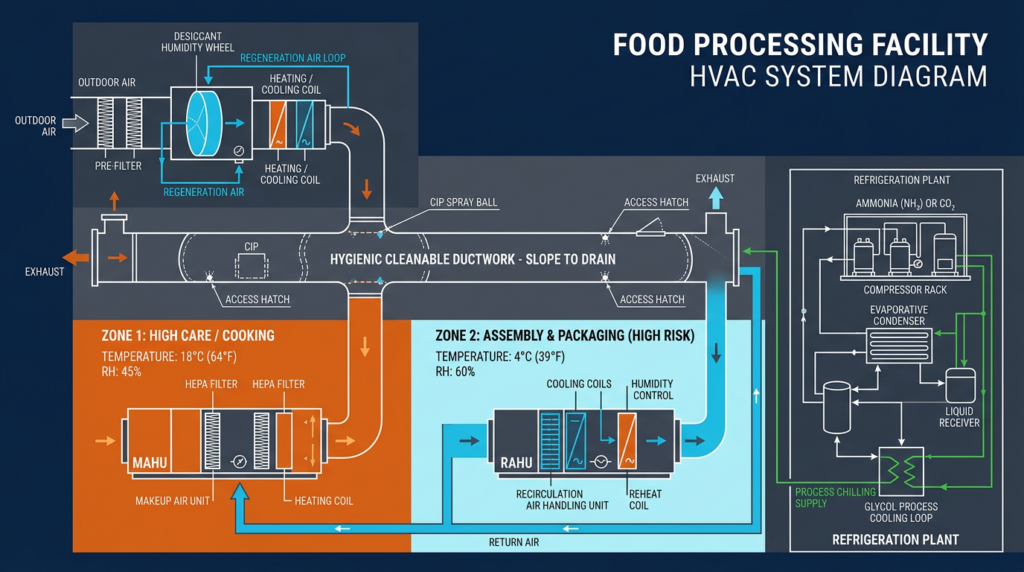 Diagram: HVAC for Food Processing: Temperature Control and Sanitation