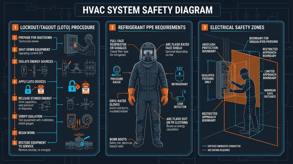 Diagram: HVAC Safety: Electrical Hazards and Refrigerant Handling