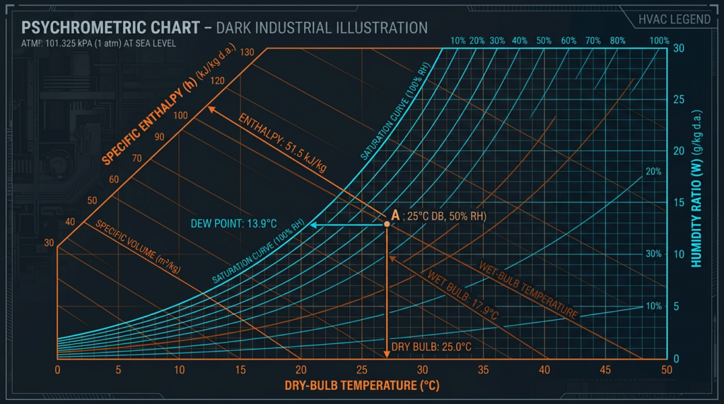 Diagram: Psychrometrics for HVAC Technicians: Reading the Chart