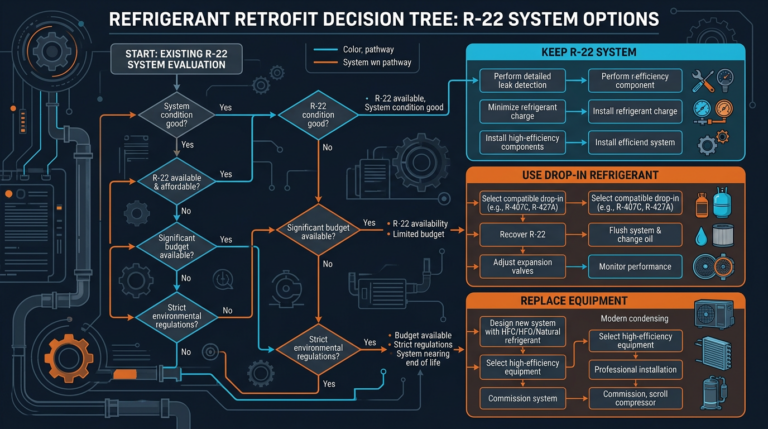 Diagram: R-22 Retrofit Options: Drop-In Replacements and System Changes