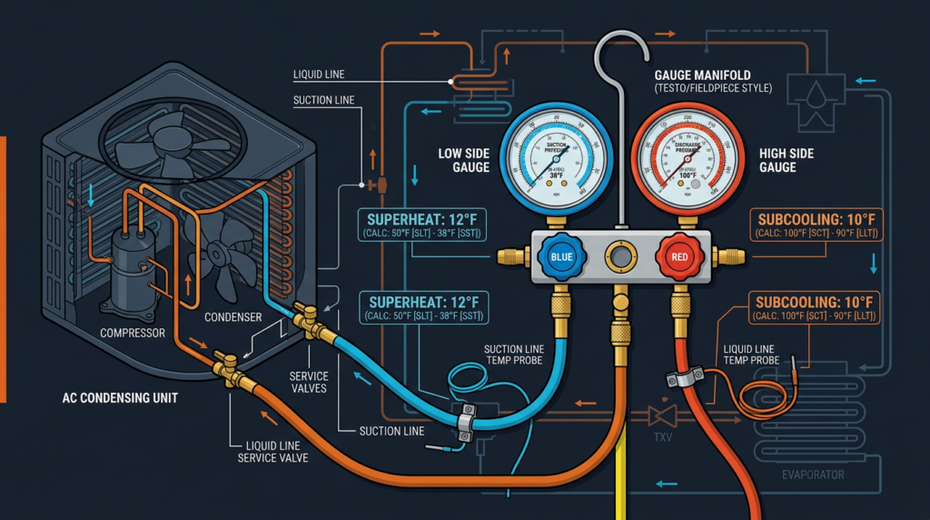 Diagram: Refrigerant Charging: Superheat and Subcooling Methods