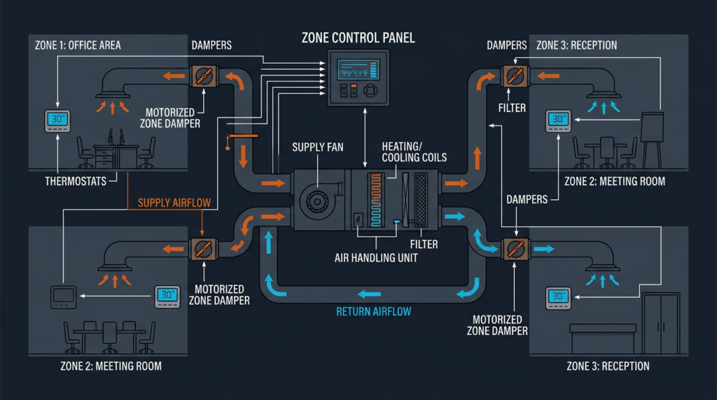 Diagram: Zoning Systems: How Multi-Zone HVAC Works