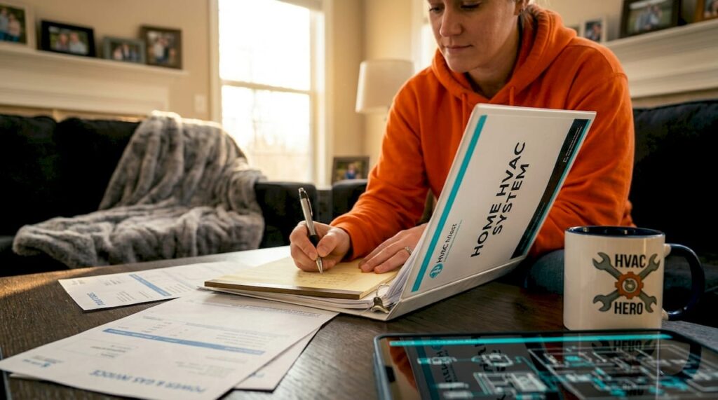 Homeowner documenting heat pump options