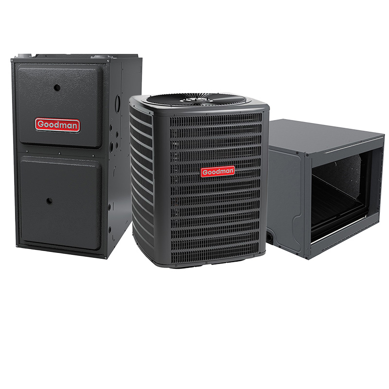 Goodman AC And Furnace - 2 Ton 17.5 SEER2 2 Stage AC With 80000 BTU 97% AFUE Modulating Variable-Speed ECM Gas Furnace System - Horizontal | R32