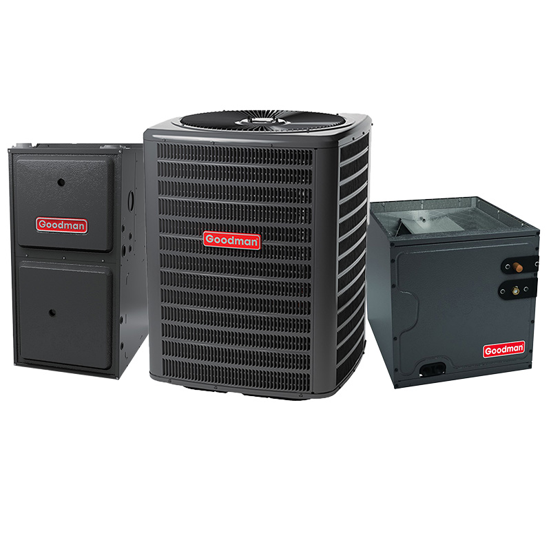 Goodman 2 Ton 17.5 SEER2 AC With 80000 BTU 96% AFUE 2-Stage Variable-Speed ECM Gas Furnace System - Upflow | 2-Stage High Efficiency AC | R32