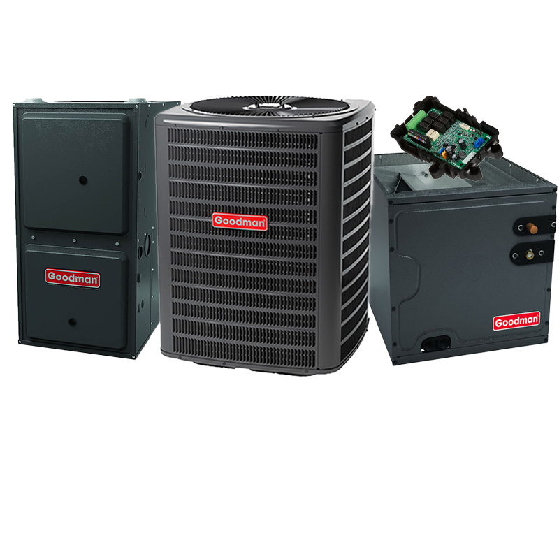 Goodman 2.5 Ton 13.8 SEER2 60000 BTU 96% AFUE Gas Furnace With R32 Air Condenser and Coil System - Downflow