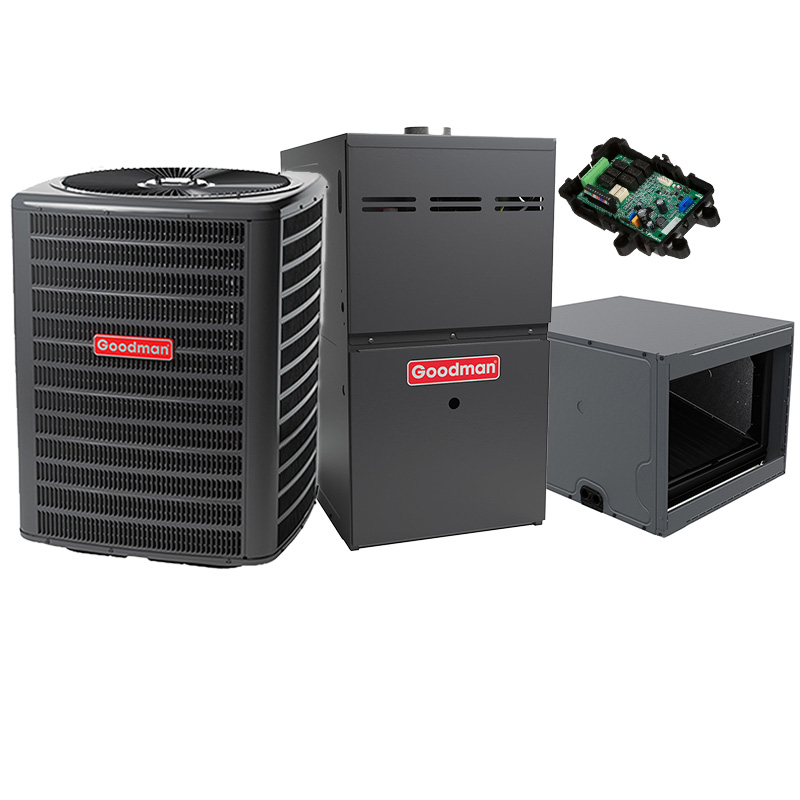 Goodman 2.5 Ton 13.8 SEER2 60000 BTU 96% AFUE Two-Stage Gas Furnace With R32 Air Condenser and Coil System - Horizontal