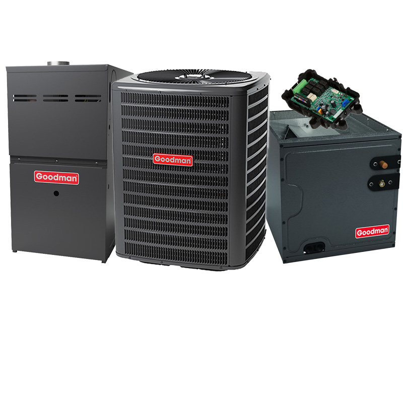 Goodman 5 Ton 13.6 SEER2 100000 BTU 80% Two-Stage Gas Furnace With R32 Air Conditioner Condenser And Coil System - Upflow