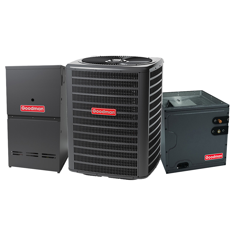 Goodman 2 Ton AC And 40000 BTU 80% AFUE Gas Furnace System | 14.5 SEER2 AC | Multi-Speed ECM Low NOx Furnace | Downflow | R32