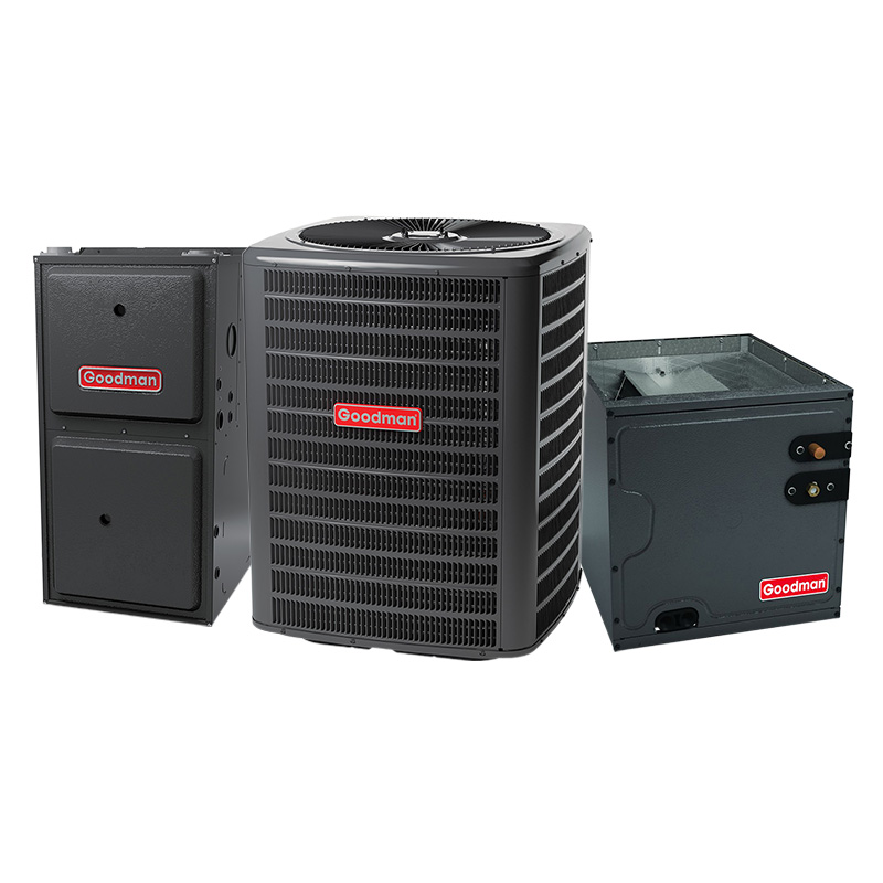 Goodman 1.5 Ton 15.2 SEER2 AC & Gas Furnace System – Multi-Speed, 60000 BTU Gas Furnace, 92% AFUE, Upflow, R32