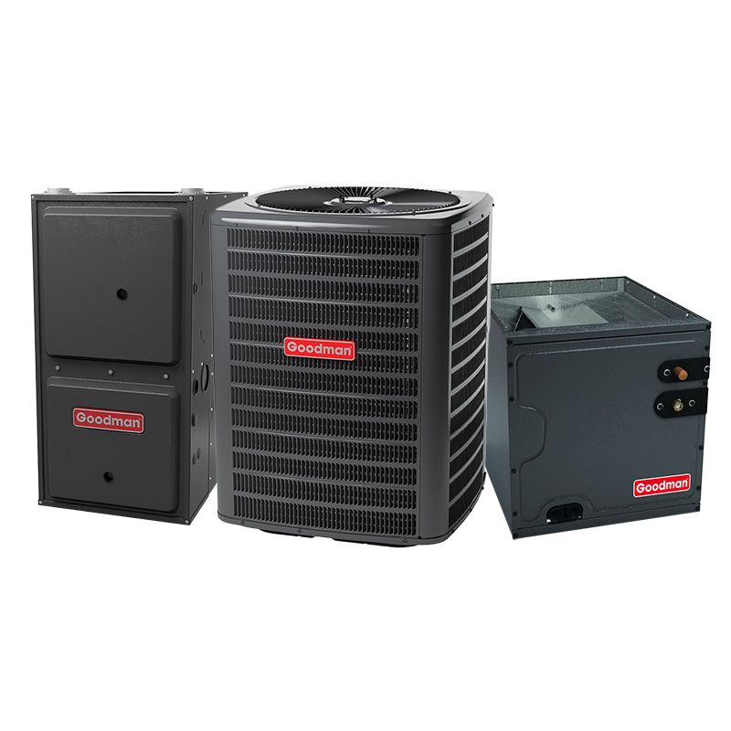 Goodman 2.5 Ton 15.2 SEER2 AC & Gas Furnace System – Modulating Variable-Speed, 60000 BTU Gas Furnace, 97% AFUE, Downflow, R32