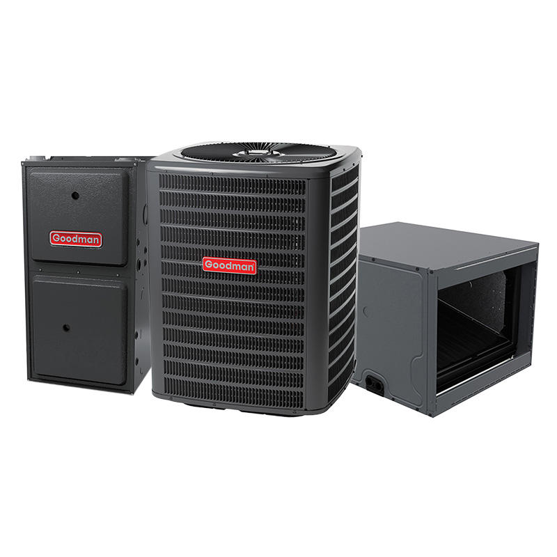 Goodman 2.5 Ton 16 SEER2 AC & Gas Furnace System – Modulating Variable-Speed, 60000 BTU Gas Furnace, 97% AFUE, Horizontal, R32