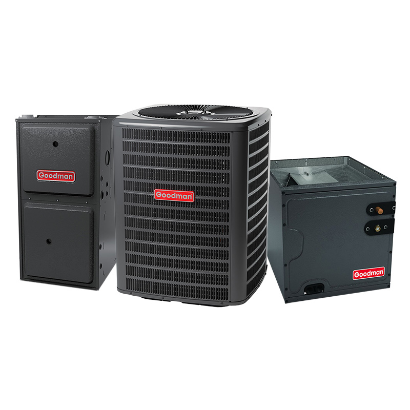Goodman 4 Ton 15.2 SEER2 AC & Gas Furnace System – Modulating Variable-Speed, 120000 BTU Gas Furnace, 97% AFUE, Upflow, R32