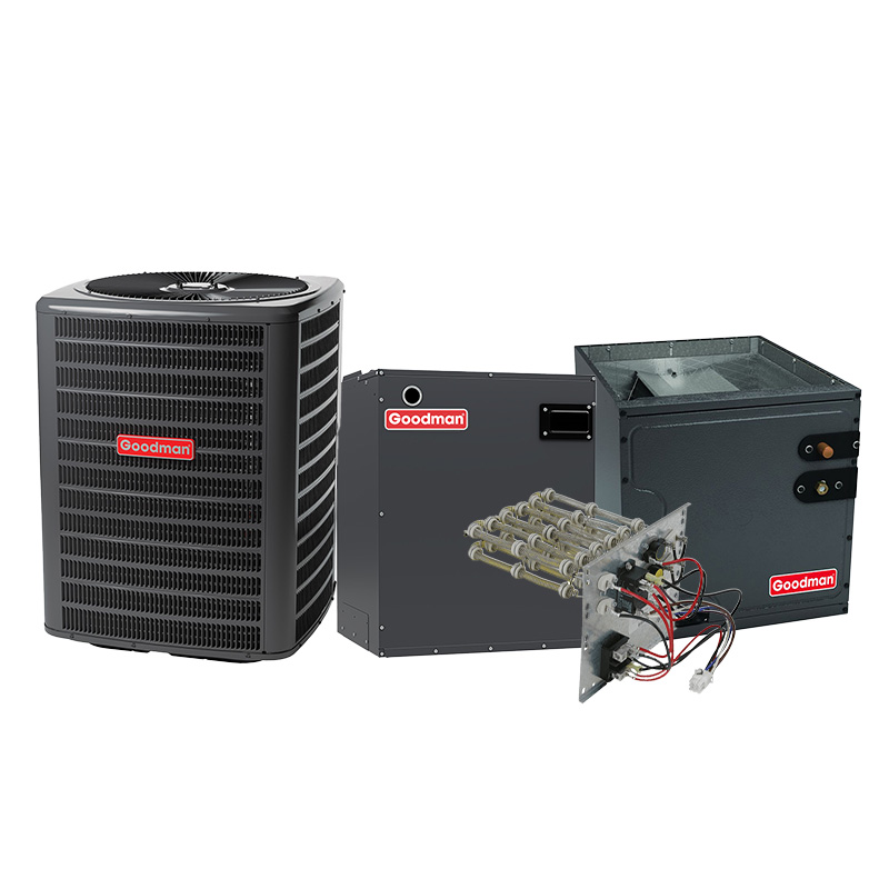 Goodman AC & Air Handler | 3 Ton 18 SEER2 2 Stage AC With Electric Heat - Upflow R32 | For Very Mild Winter Climates