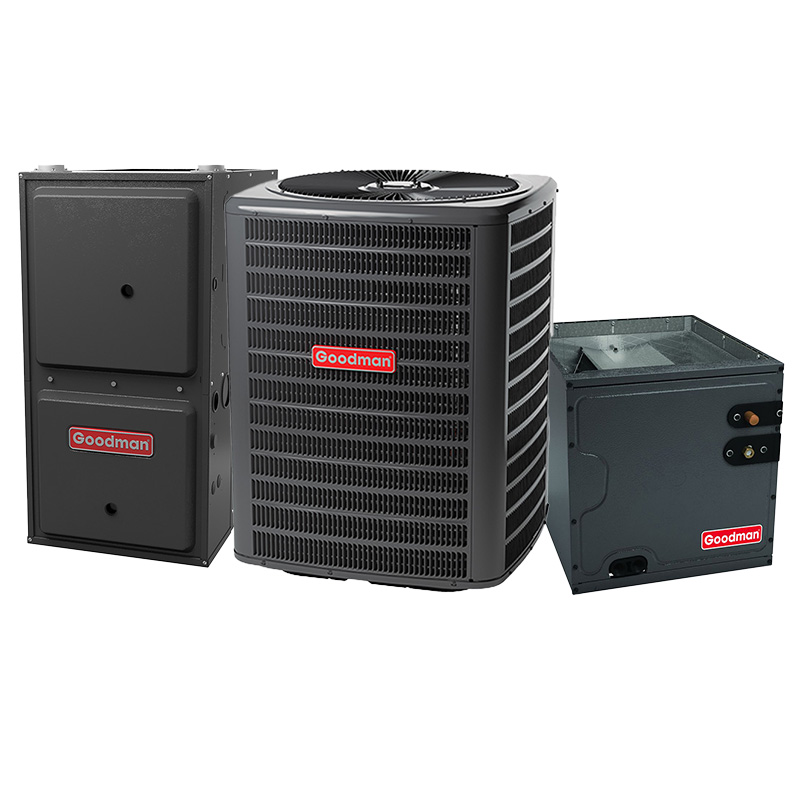 Goodman 2.5 Ton 13.6 SEER2 AC With 60000 BTU 96% AFUE 2-Stage Variable-Speed ECM Gas Furnace System - Downflow | R32