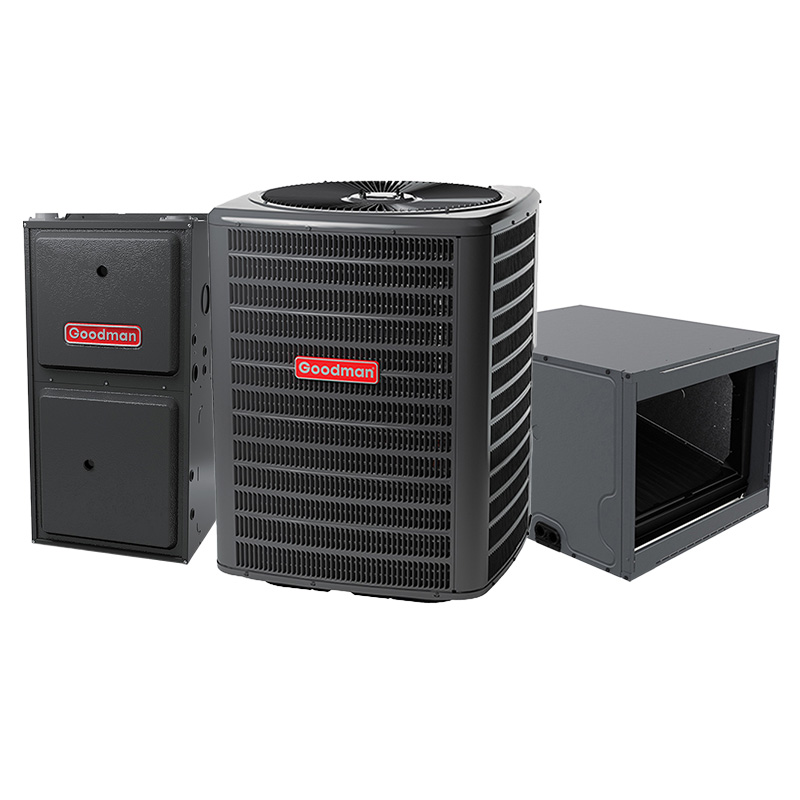 Goodman 4 Ton 13.4 SEER2 AC With 120000 BTU 96% AFUE 2-Stage Variable-Speed ECM Gas Furnace System - Horizontal | R32