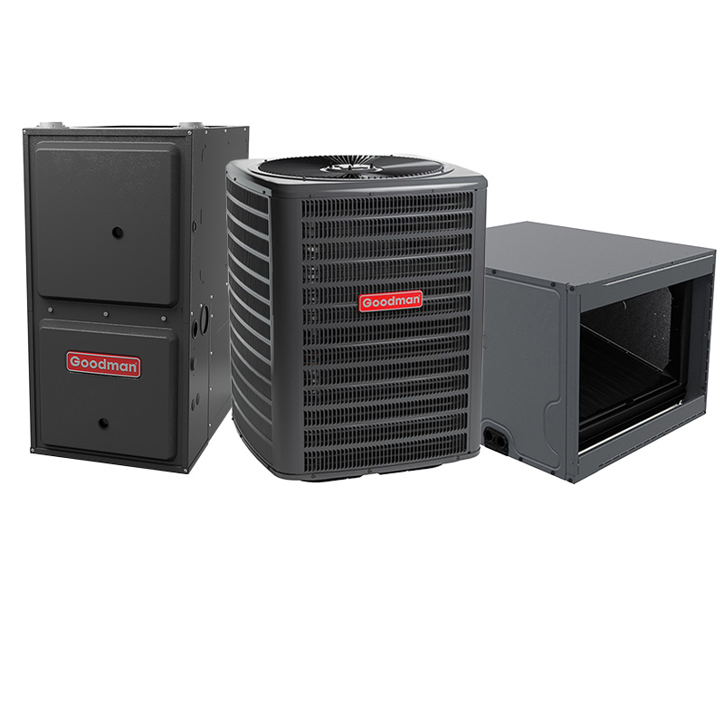 Goodman 1.5 Ton 14.5 SEER2 R32 AC System with 40,000 BTU 80% AFUE Gas Furnace – California & Colorado Ultra Low NOx, Horizontal, Multi-Speed ECM