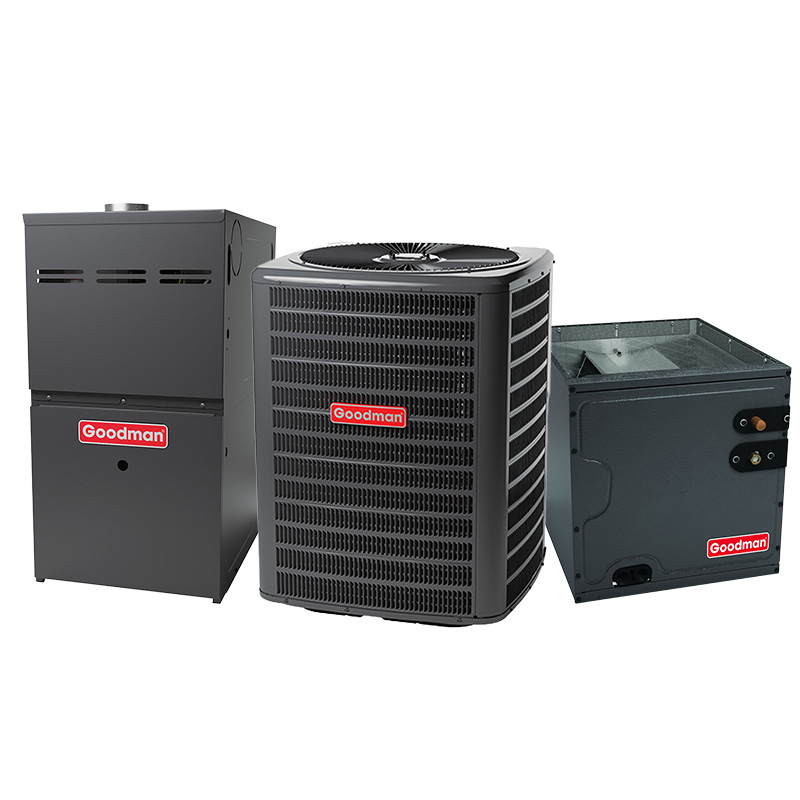Goodman 2.5 Ton Dual Fuel Hybrid Heat Pump System – 60000 BTU Gas Furnace, 80% AFUE, 14.5 SEER2, Upflow, R32