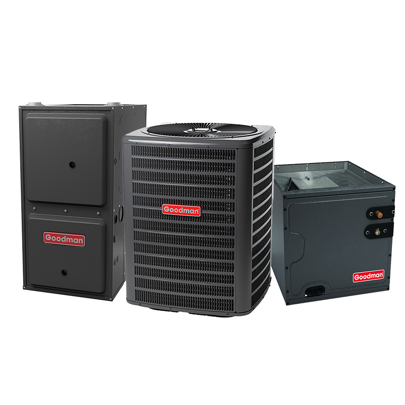 Goodman 2.5 Ton Dual Fuel Hybrid Heat Pump System – 60000 BTU Gas Furnace, 96% AFUE, 14.3 SEER2, Downflow, R32