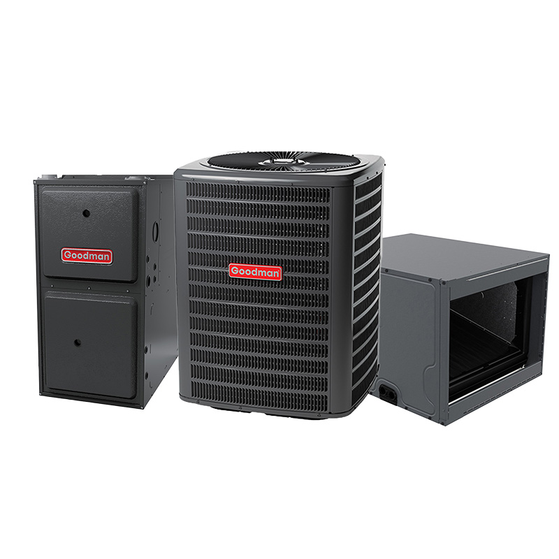 Goodman 2 Ton 14.5 SEER2 Dual Fuel Heat Pump & Gas Furnace Hybrid System – Modulating Variable-Speed, 80000 BTU Gas Furnace, 97% AFUE, Horizontal, R32