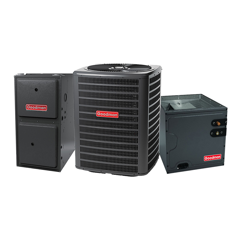 Goodman 3 Ton 15.2 SEER2 Dual Fuel Heat Pump & Gas Furnace Hybrid System – Modulating Variable-Speed, 100000 BTU Gas Furnace, 97% AFUE, Upflow, R32