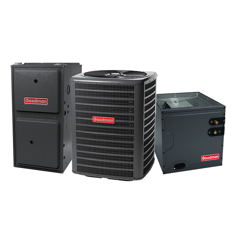 Goodman 3 Ton 16.7 SEER2 Dual Fuel Hybrid Heat Pump System – Two Stage Heat Pump & Two Stage Variable Speed 80000 BTU Gas Furnace, 96% AFUE, Upflow, R32