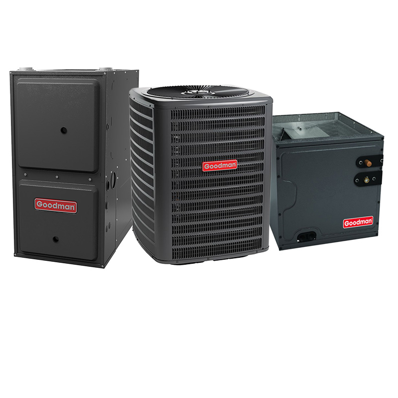 Goodman Air Conditioning And Heating - 1.5 Ton 15.2 SEER2 AC With 60000 BTU 96% AFUE Two Stage Multi-Speed ECM Gas Furnace System - Downflow | R32
