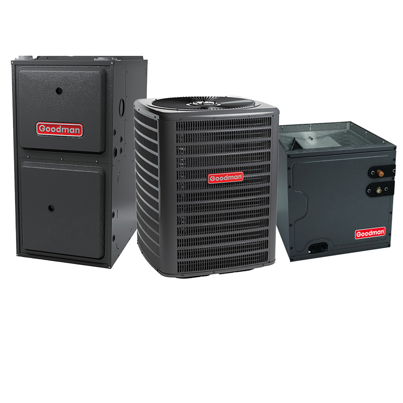 Goodman 3.5 Ton 15.2 SEER2 100000 BTU 80% AFUE Two Stage Multi-Speed ECM Gas Furnace System - Upflow | R32