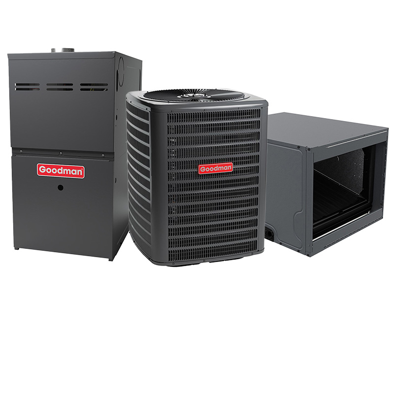 Goodman Furnace And Air Conditioner 2.5 Ton 16 SEER2 AC With 60000 BTU 80% AFUE Multi-Speed ECM Gas Furnace System - Horizontal | R32