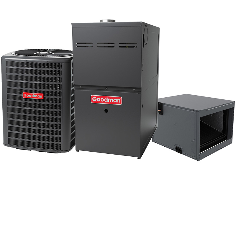 Goodman R32 2.5 Ton 14 SEER2 80000 BTU 80% Multi-Speed ECM Gas Furnace and Air Conditioner System - Horizontal