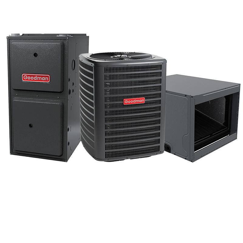 Goodman 1.5 Ton 14 SEER2 60000 BTU 96% AFUE Two Stage Multi-Speed ECM Gas Furnace System - Horizontal | R32