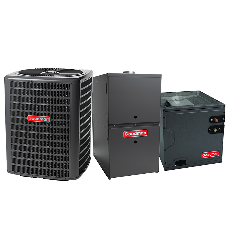 Goodman 2.5 Ton 15.5 SEER2 AC & Gas Furnace System – Two Stage Variable-Speed, 60000 BTU Low NOx Gas Furnace, 80% AFUE, Downflow, R32
