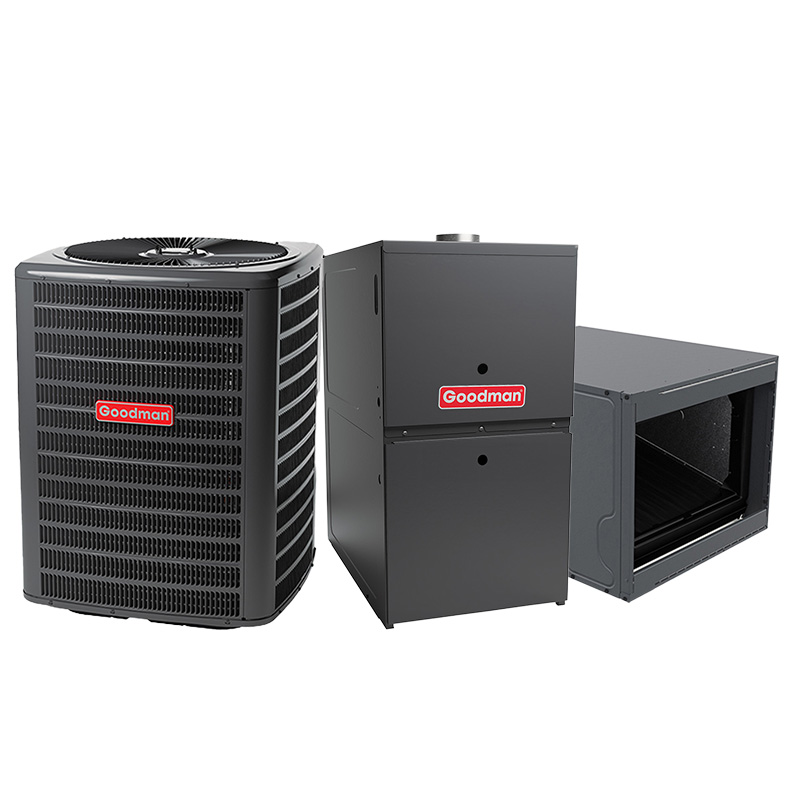 Goodman 2.5 Ton 14.3 SEER2 AC & Gas Furnace System – Two Stage Variable-Speed, 80000 BTU Low NOx Gas Furnace, 80% AFUE, Horizontal, R32