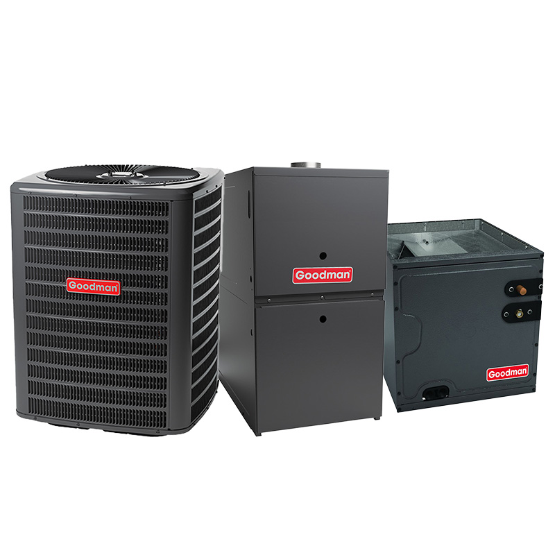 Goodman 5 Ton 16 SEER2 AC & Gas Furnace System – Two Stage Variable-Speed, 80000 BTU Gas Furnace, 80% AFUE, Upflow, R32