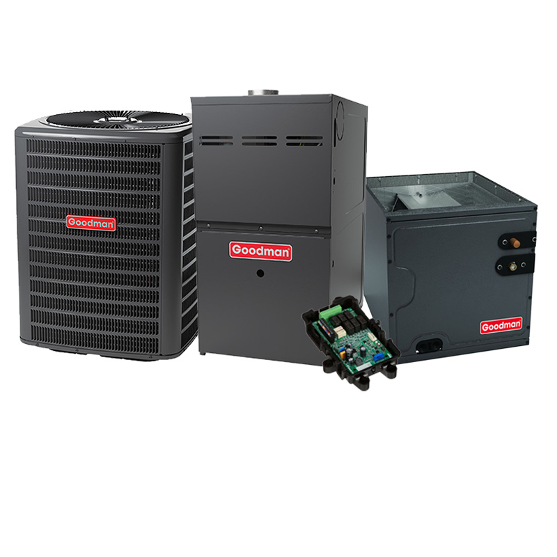 Goodman 4 Ton 13.5 SEER2 100000 BTU 80% Gas Furnace With R32 Air Conditioning Condenser And Coil System - Upflow