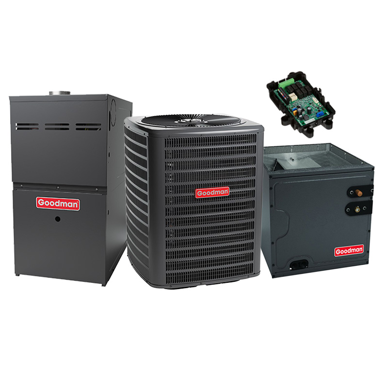 Goodman 3.5 Ton 15.2 SEER2 80000 BTU 80% Gas Furnace With R32 Air Conditioner Condenser And Coil System - Upflow