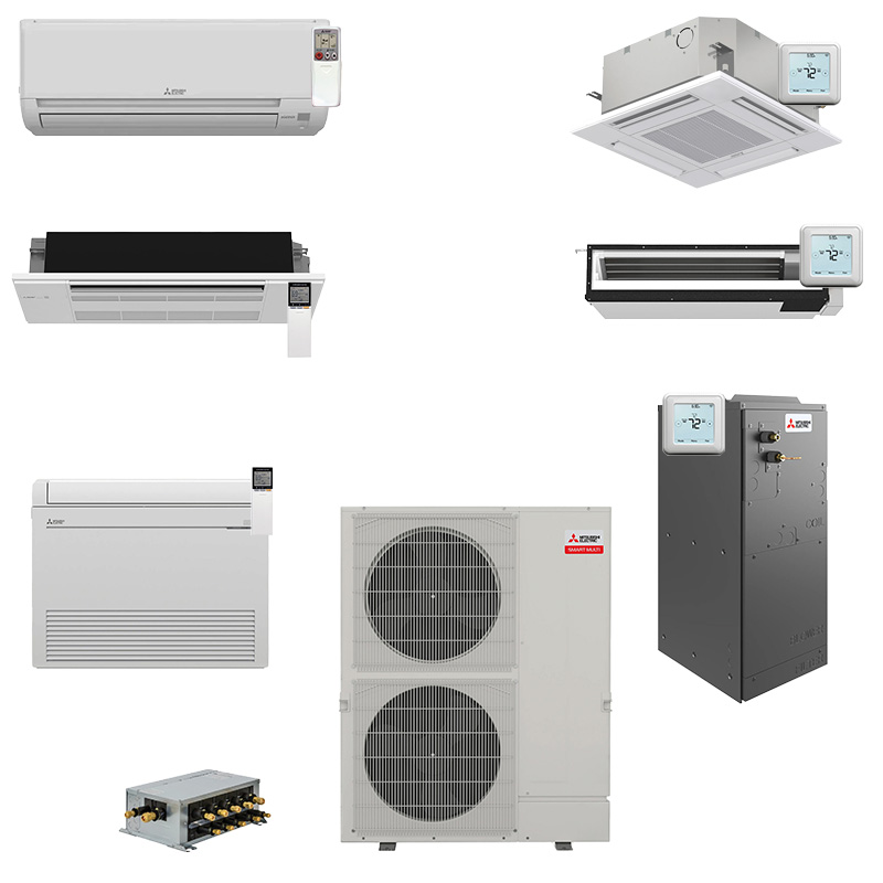 Mitsubishi 60000 BTU 6 Zone / Room Mini Split Heat Pump AC System | Choose Your Indoor Units | SMART Series | R454B